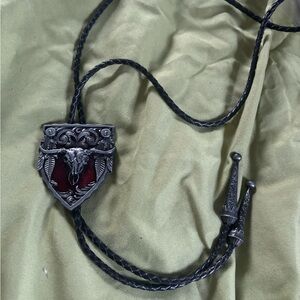 Silver and Red Western Bolo Tie